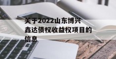 关于2022山东博兴鑫达债权收益权项目的信息