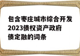 包含枣庄城市综合开发2023债权资产政府债定融的词条