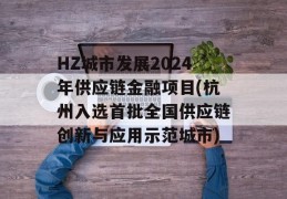 HZ城市发展2024年供应链金融项目(杭州入选首批全国供应链创新与应用示范城市)