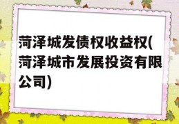 菏泽城发债权收益权(菏泽城市发展投资有限公司)