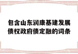 包含山东润康基建发展债权政府债定融的词条