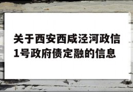 关于西安西咸泾河政信1号政府债定融的信息