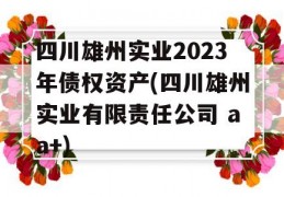 四川雄州实业2023年债权资产(四川雄州实业有限责任公司 aa+)