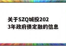 关于SZQ城投2023年政府债定融的信息