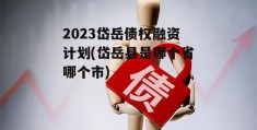 2023岱岳债权融资计划(岱岳县是哪个省哪个市)