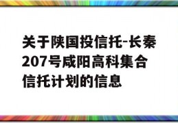 关于陕国投信托-长秦207号咸阳高科集合信托计划的信息