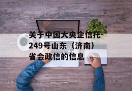 关于中国大央企信托-249号山东（济南）省会政信的信息