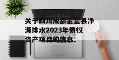 关于四川成都金堂县净源排水2023年债权资产项目的信息