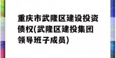 重庆市武隆区建设投资债权(武隆区建投集团领导班子成员)