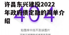 许昌东兴建投2022年政府债定融的简单介绍