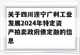 关于四川遂宁广利工业发展2024年特定资产拍卖政府债定融的信息