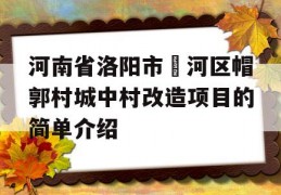 河南省洛阳市瀍河区帽郭村城中村改造项目的简单介绍