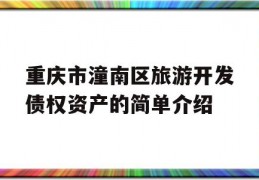 重庆市潼南区旅游开发债权资产的简单介绍