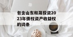 包含山东和晟投资2023年债权资产收益权的词条