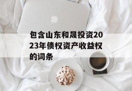 包含山东和晟投资2023年债权资产收益权的词条