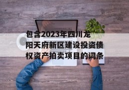 包含2023年四川龙阳天府新区建设投资债权资产拍卖项目的词条