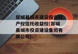 郯城县城市建设投资财产权信托收益权(郯城县城市投资建设集团有限公司)