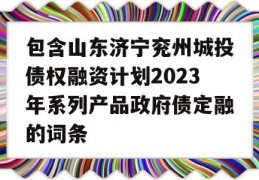 包含山东济宁兖州城投债权融资计划2023年系列产品政府债定融的词条