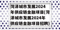 菏泽城市发展2024年供应链金融项目(菏泽城市发展2024年供应链金融项目招聘)