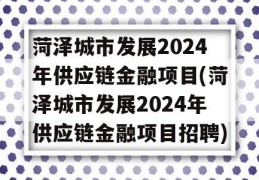 菏泽城市发展2024年供应链金融项目(菏泽城市发展2024年供应链金融项目招聘)