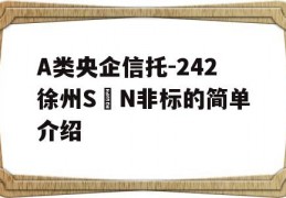 A类央企信托-242徐州S N非标的简单介绍