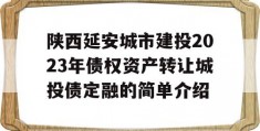 陕西延安城市建投2023年债权资产转让城投债定融的简单介绍