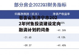 包含山东济宁市2022年兴鱼投资建设定向融资计划的词条