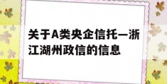 关于A类央企信托—浙江湖州政信的信息