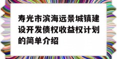 寿光市滨海远景城镇建设开发债权收益权计划的简单介绍