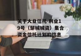 关于大业信托-利业19号（邹城城资）集合资金信托计划的信息