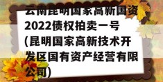 云南昆明国家高新国资2022债权拍卖一号(昆明国家高新技术开发区国有资产经营有限公司)