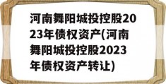 河南舞阳城投控股2023年债权资产(河南舞阳城投控股2023年债权资产转让)