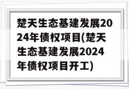 楚天生态基建发展2024年债权项目(楚天生态基建发展2024年债权项目开工)