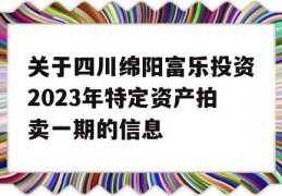 关于四川绵阳富乐投资2023年特定资产拍卖一期的信息