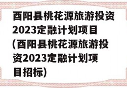 酉阳县桃花源旅游投资2023定融计划项目(酉阳县桃花源旅游投资2023定融计划项目招标)