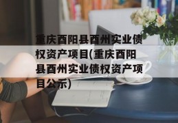 重庆酉阳县酉州实业债权资产项目(重庆酉阳县酉州实业债权资产项目公示)