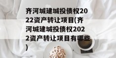 齐河城建城投债权2022资产转让项目(齐河城建城投债权2022资产转让项目有哪些)