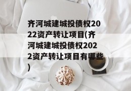 齐河城建城投债权2022资产转让项目(齐河城建城投债权2022资产转让项目有哪些)