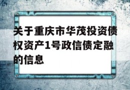 关于重庆市华茂投资债权资产1号政信债定融的信息