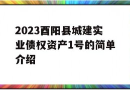 2023酉阳县城建实业债权资产1号的简单介绍