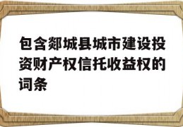 包含郯城县城市建设投资财产权信托收益权的词条