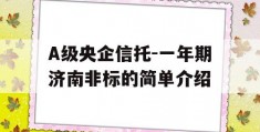 A级央企信托-一年期济南非标的简单介绍