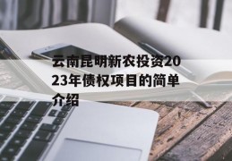 云南昆明新农投资2023年债权项目的简单介绍