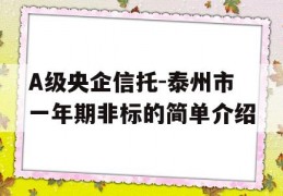 A级央企信托-泰州市一年期非标的简单介绍