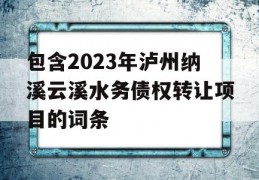 包含2023年泸州纳溪云溪水务债权转让项目的词条