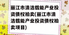 丽江市清洁载能产业投资债权拍卖(丽江市清洁载能产业投资债权拍卖项目)