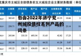 包含2022年济宁兖州城投债权系列产品的词条