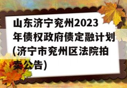 山东济宁兖州2023年债权政府债定融计划(济宁市兖州区法院拍卖公告)