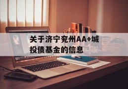 关于济宁兖州AA+城投债基金的信息