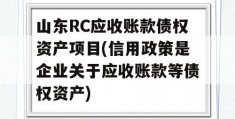 山东RC应收账款债权资产项目(信用政策是企业关于应收账款等债权资产)